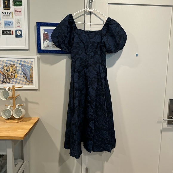 Red Dress Starlit Evenings Navy Floral Jacquard Midi Dress Size M - Picture 4 of 4